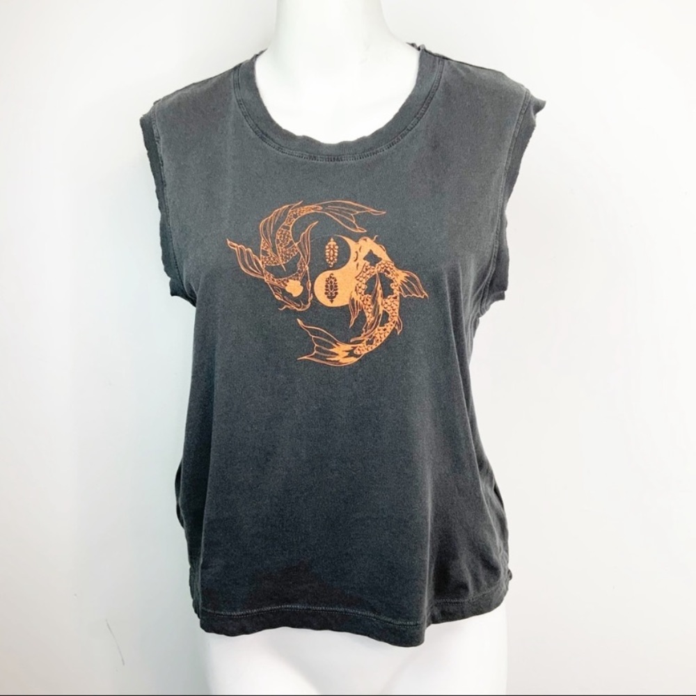 NWT Free People Don’t Be Koi Black & Orange Tee - Picture 8 of 15